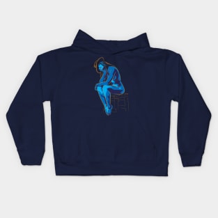 Body art in blue Kids Hoodie